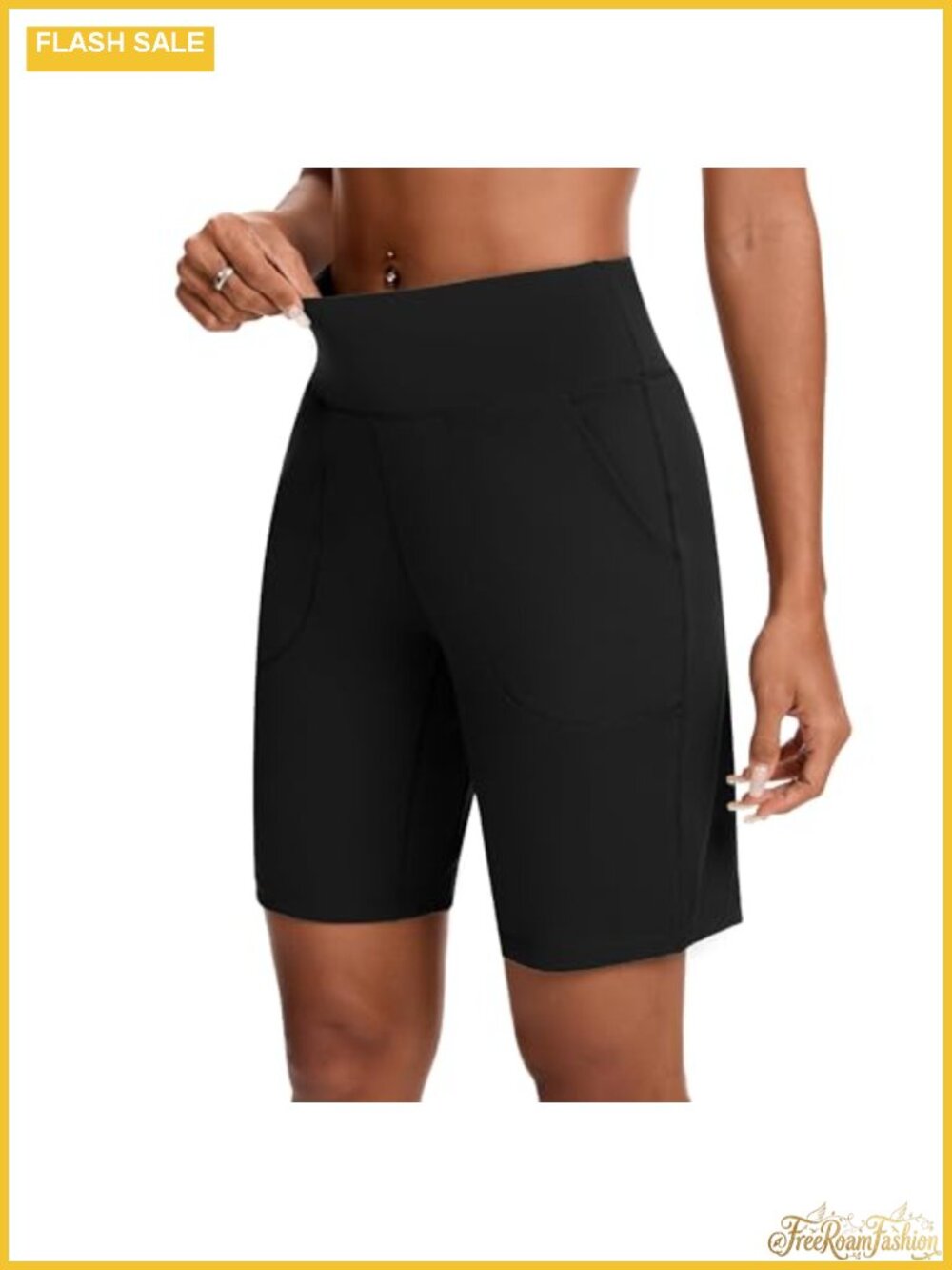 High Waisted Bermuda Shorts with Pockets Women's Athletic Running